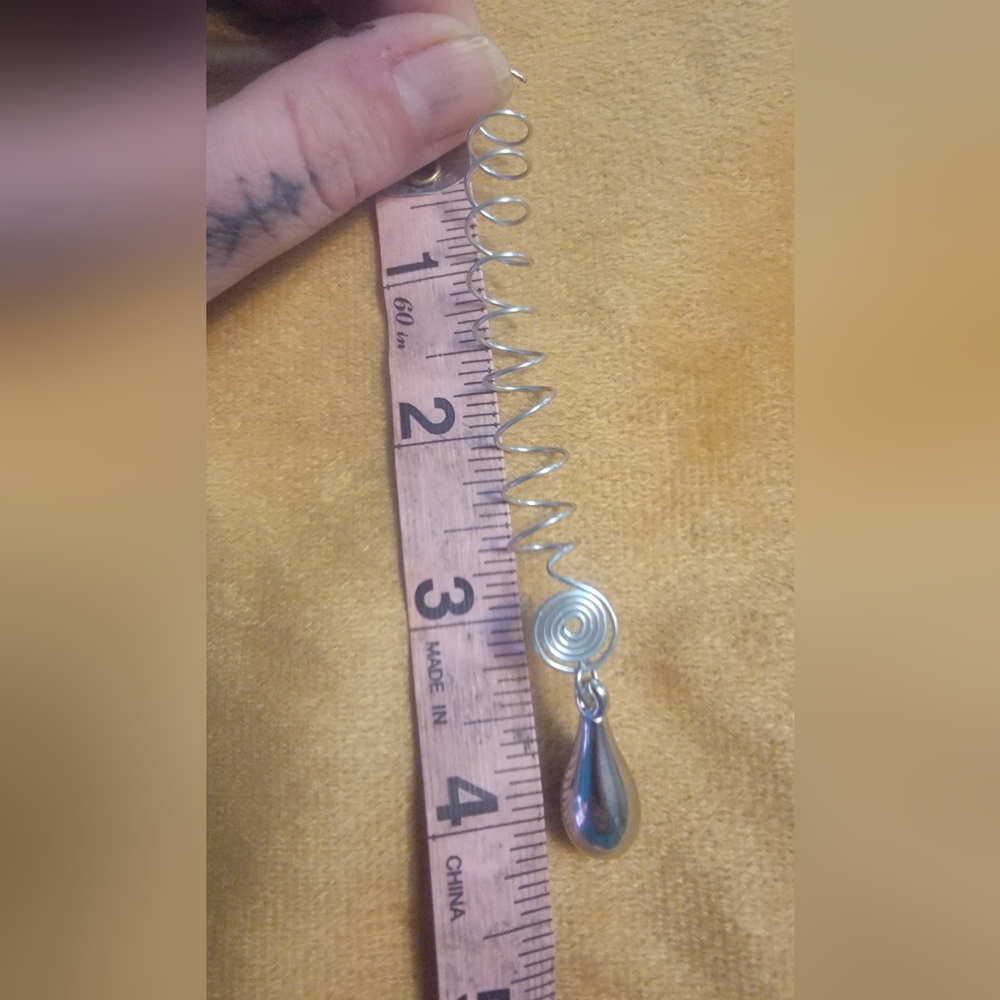 Silver Spiral Dangle Hair Coil - Silver Tone